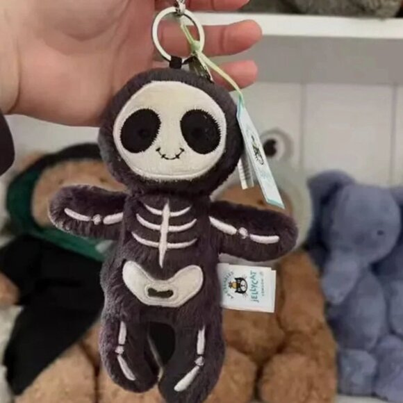 Jellycat Skeleton Bob Bag Charm Keychain Plush NWT with Dust Bags Halloween Gift - Picture 1 of 6